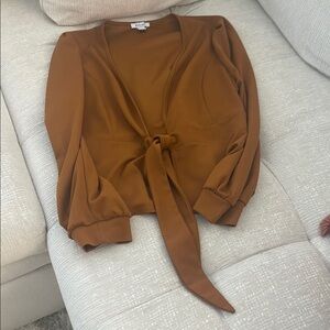 Revamped Long Sleeve Tie Front Blouse